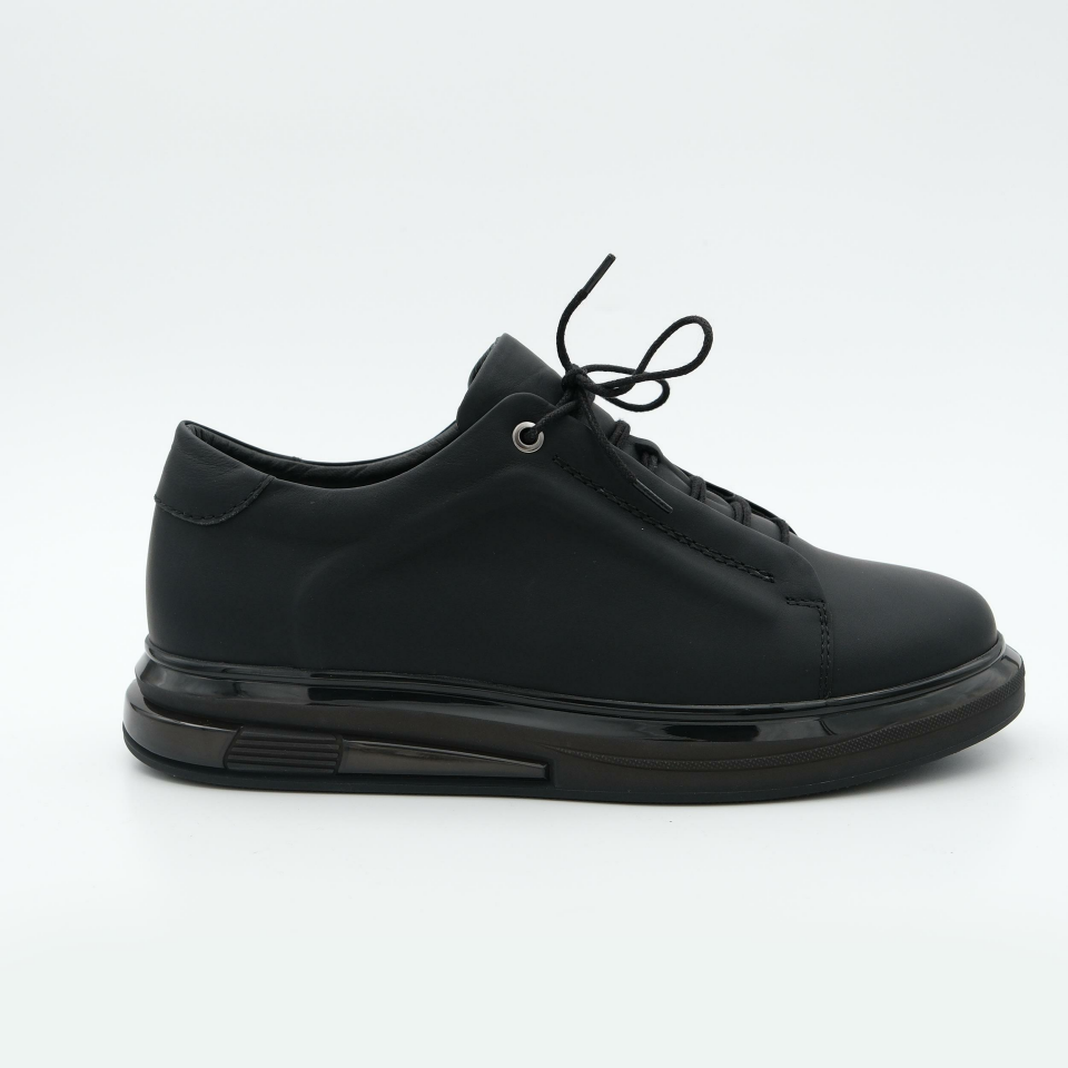 1885-10 Erkek Sneakers Deri Ayakkabı Siyah - 42