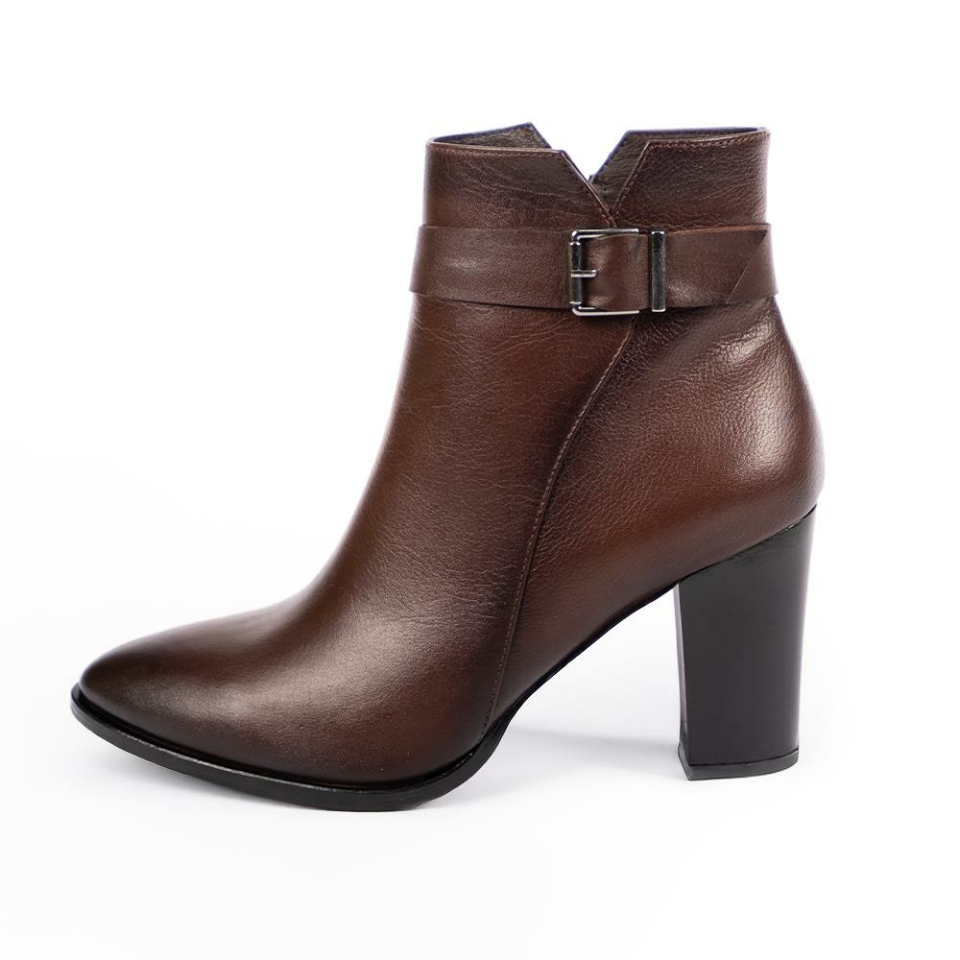 43021 Kadın Deri Bot (9cm) Kahverengi - 38