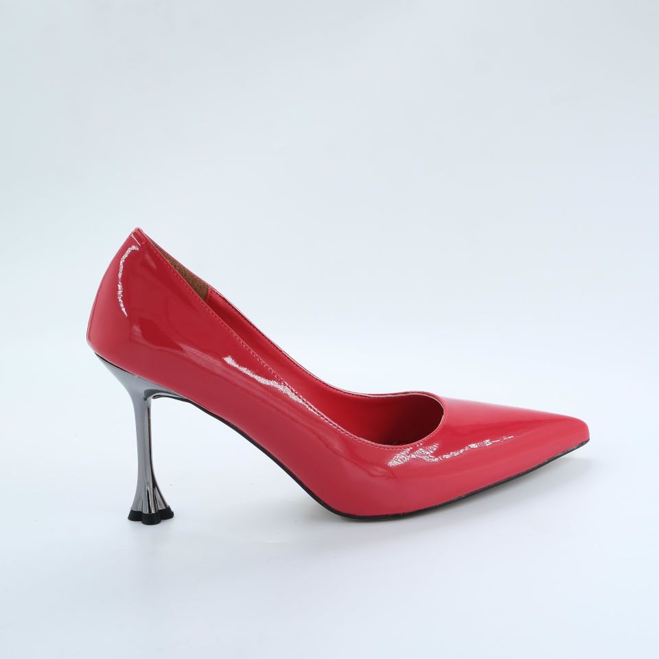 K702501 Kadın Topuklu Ayakkabı (9cm) Kırmızı Rugan - 40